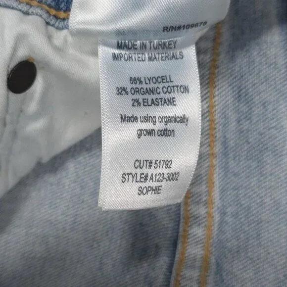 AGOLDE Women's Jeans SOPHIE Size 25‎ ORGANIC COTTON Distressed Skinny A123-3002
